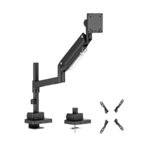 Brateck LDT80-C012P Super Heavy-Duty Pole-Mounted Gas Spring Monitor Arm, Matte Black, Fit Screen Size: 24'-57' Up to 27 KG (LS)