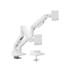 Brateck LDT81-C024-W Noteworthy Heavy-Duty Gas Spring Dual Monitor Arm Fit Most 17'-35' Monitor Fine Texture White (LS)