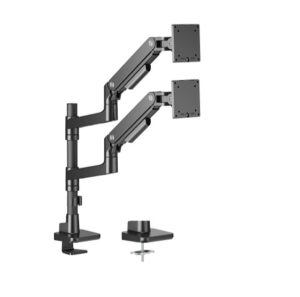 Brateck LDT81-C024P-B Noteworthy Pole-Mounted Heavy-Duty Gas Spring Dual Monitor Arm Fit Most 17'-49' Monitor Fine Texture Black