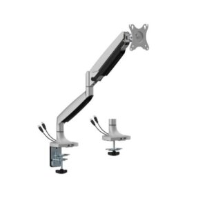 BrateckLDT82-C012UCE Single Screen Heavy-Duty Mechanical Spring Monitor Arm  With USB Ports For most 17'~45' Monitors, Matte Silver (LS)