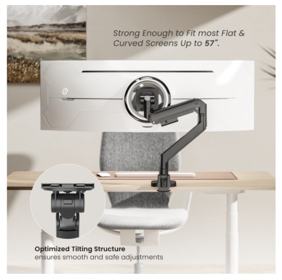 Brateck LDT87-C012-B Titan Heavy-Duty Gas Spring Monitor Arm Black,Fit Screen Size: 24'-57' Up to 27 KG (LS) - Image 2