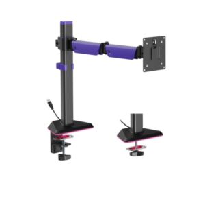 Brateck LDT89-C012L Articulating RGB Lighting Gaming Monitor Arm Matte Black, Fit Screen Size: 17'-40' Up to 12 KG (LS)