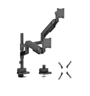 Brateck LDT92-C024P-B Future-Proof Heavy-Duty Pole-Mounted Gas Spring Dual Monitor Arm, Fit Screen Size: 24'-57', Weight Capacity:2~27kg (LS)