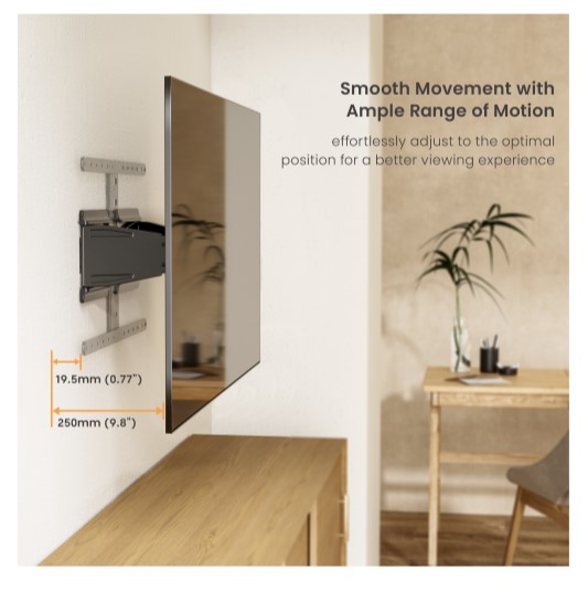 Brateck LPA79-464 Ultra-Slim Full-Motion TV Wall Mount For most 43'-90' TVs (Black) 250x632x432mm (LS) - Image 2