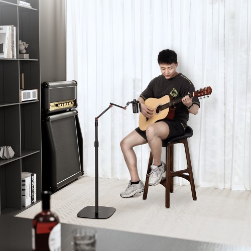 Brateck Stylish Height Adjustable Microphone Floor Stand(Matte Black & Light Grey) 320x320x1694mm (LS) - Image 2