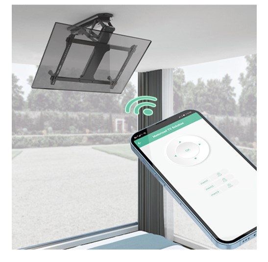 Brateck PLB-M0546AI Smart Flip Down TV Ceiling Mount Powered by TUYA Support most 32' ~ 70' TVs (Black) (LS) - Image 2