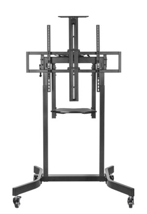 Brateck Deluxe Motorized Large TV Cart with Tilt, Equipment Shelf and Camera Mount Fit 55'-100' Up to 120kg- Matte Black （LS）