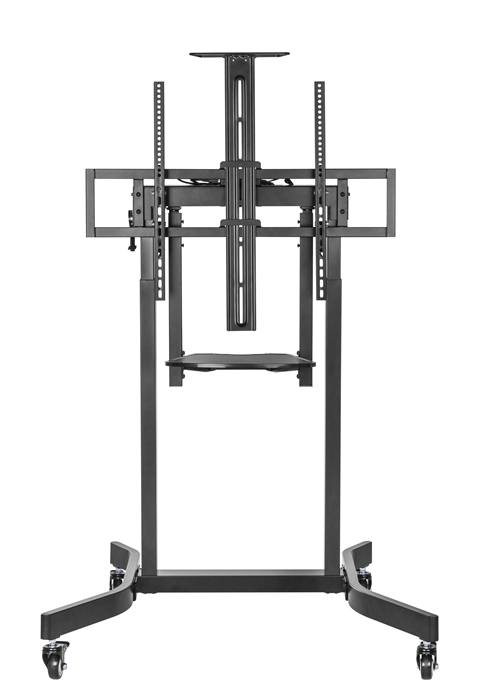 Brateck Deluxe Motorized Large TV Cart with Tilt, Equipment Shelf and Camera Mount Fit 55'-100' Up to 120kg- Matte Black (LS)
