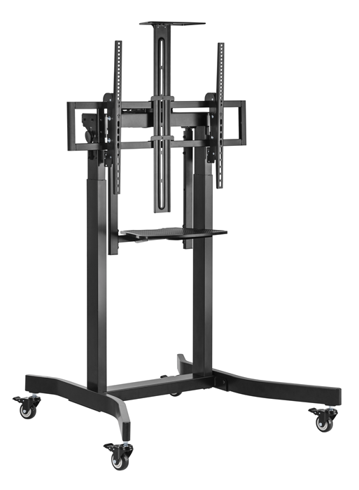 Brateck Deluxe Motorized Large TV Cart with Tilt, Equipment Shelf and Camera Mount Fit 55'-100' Up to 120kg- Matte Black (LS) - Image 2