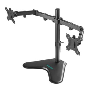 mbeat® activiva Dual-Screen Articulating Monitor Arm with Free-Standing Desktop Base provides the perfect solution for ergonomic comfort and workspace