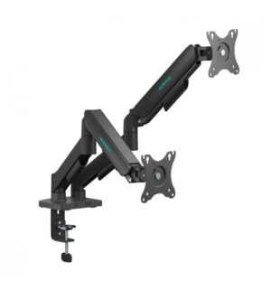 mbeat® activiva Ergolife Dual-Screen Gas Spring Monitor Arm allows you to smoothly adjust the height, angle, and tilt of both screens with minimal
