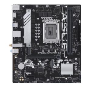 ASUS B760M-AYW WIFI D4 Intel LGA 1700 mATX Motherboard 64GB, DDR4, 1 x PCIe 4.0 x16 slot, 2 x M.2 slots, 4 x SATA, Realtek 2.5Gb Ethernet