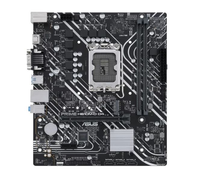 ASUS H610M PRIME H610M-D D4-CSM Intel LGA 1700 mATX Motherboard, DDR4 64GB, PCIe4.0, M.2, 1Gb Ethernet, HDMI, D-SUB, USB3.2 Gen1, SATA 6Gbps, - Image 4