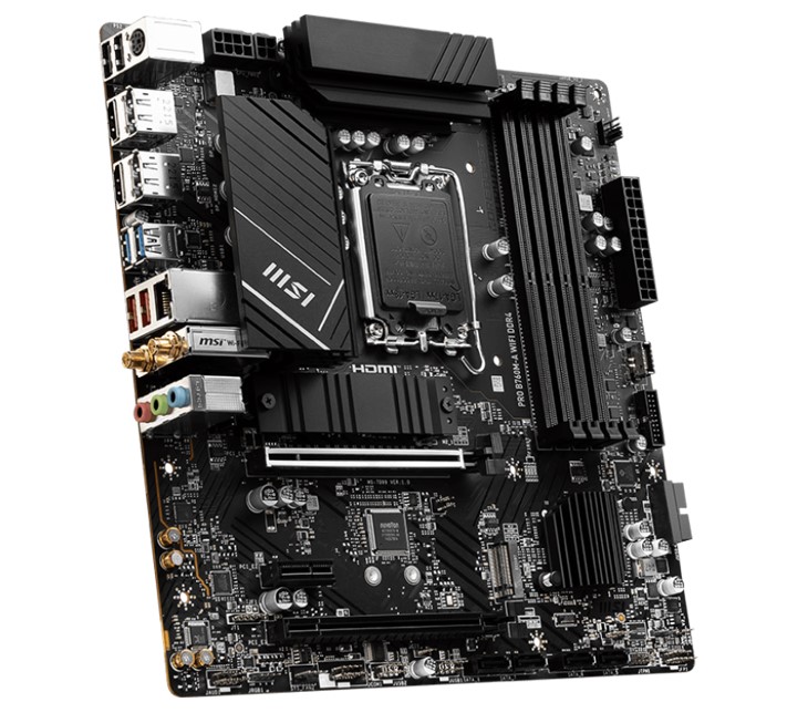MSI PRO B760M-A WIFI DDR4 mATX Motherboard, 4x DDR4~128GB, 2x PCI-E x 16, 1x PCI-E x 1, 2x M.2, 4x SATA, 4x USB 3.2 , 2x USB 2.0 - Image 3