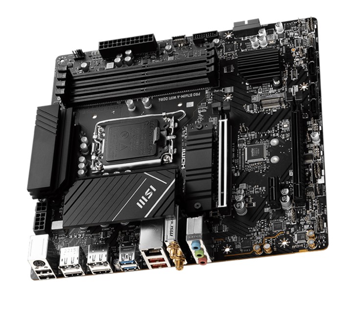 MSI PRO B760M-A WIFI DDR4 mATX Motherboard, 4x DDR4~128GB, 2x PCI-E x 16, 1x PCI-E x 1, 2x M.2, 4x SATA, 4x USB 3.2 , 2x USB 2.0 - Image 4