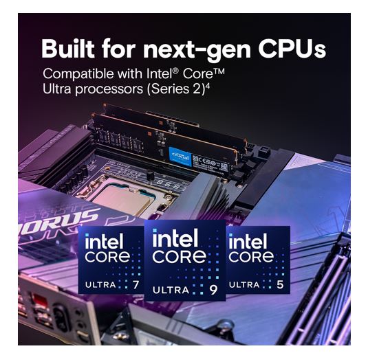 Crucial 64GB (1x64GB) DDR5 CUDIMM 6400MHZ CL52 Desktop PC Memory for Intel Core Ultra Processors AI PC - Image 3