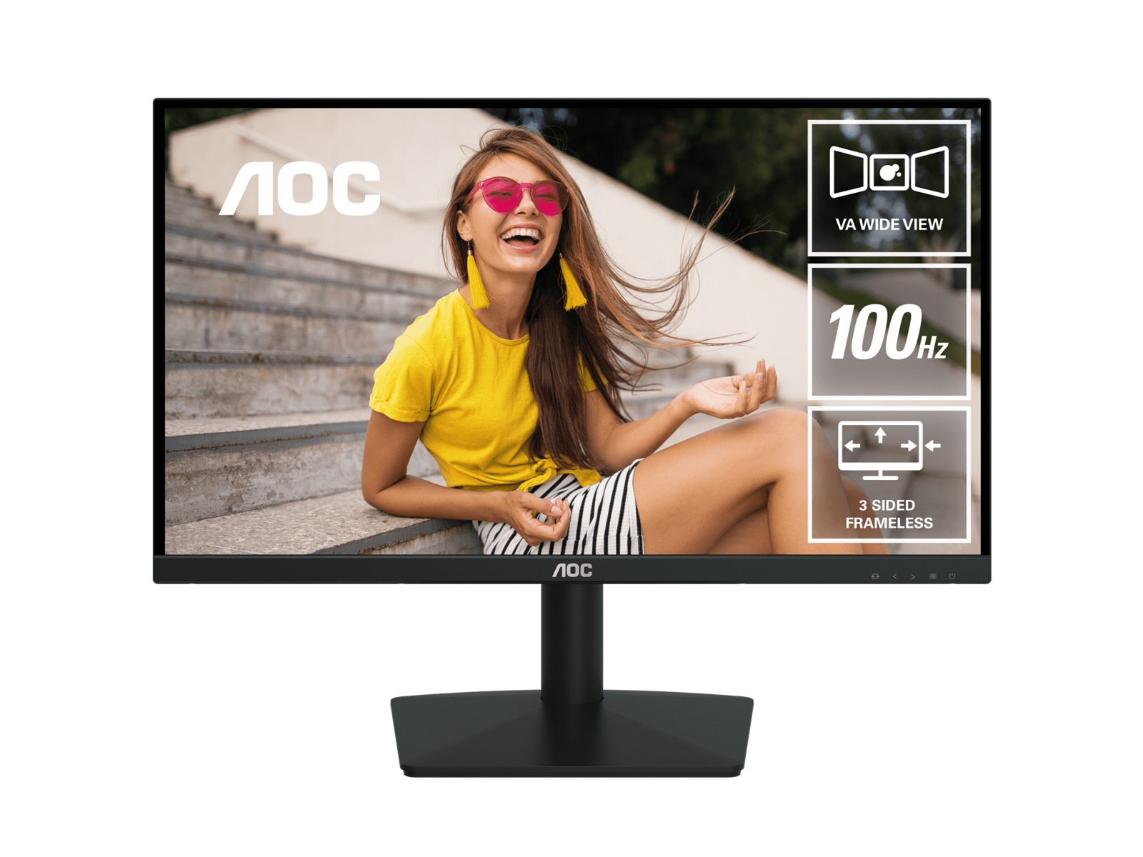 AOC 21.45'100Hz 1920 × 1080 (FHD) VGA × 1 HDMI 1.4 × 1 AdaptiveSync 3-Sided Frameless Low Blue Mode, Office, POS, Business, Uni, Home Monitor