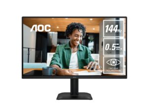 AOC 23.8' IPS, 1920×1080@144Hz, 4ms GtG, 300 cd/m², 1500:1, 178° VA, sRGB 112%, HDMI/DP, tilt -5°~23°, 16.7M colors, 16W (LS)