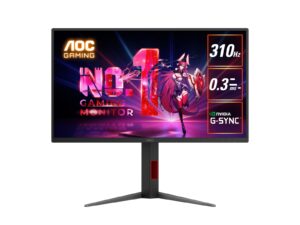 AOC 24.5' 310Hz IPS Gaming Monitor 25G4S: Fast IPS, 1920x1080 @ 310Hz, 0.3ms response, 400 cd/m² brightness, 115% sRGB, adjustable stand, HDMI & DP