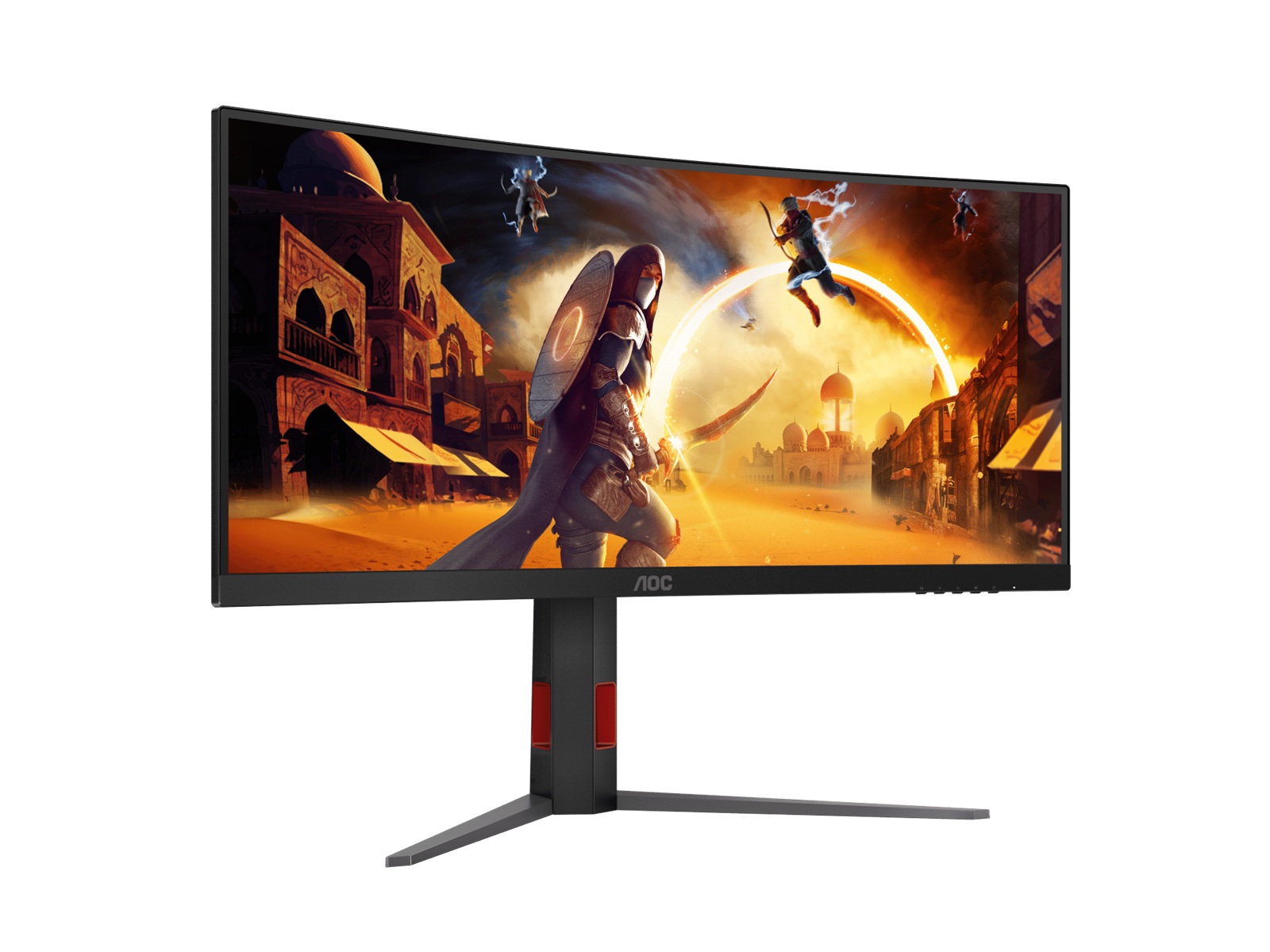 AOC 34' WQHD Curved Monitor – 3440×1440@180Hz, 0.5ms MPRT, 1500R VA, 120% sRGB, DP 1.4, HDMI 2.0, Delta E<2, tilt/swivel/height adjustable - Image 2