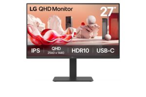 LG 27' 27BA65QB-B.AAU, QHD IPS, 100Hz, HDR10, USB-C PD 65W, Daisy Chain,KVM, 4×USB, DP/HDMI, adj. stand, 350nits, sRGB 99%, 5ms, VESA