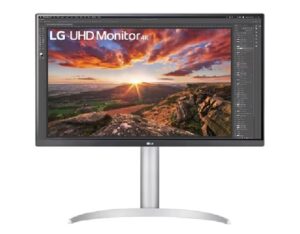 LG 27' 4K UHD IPS Monitor with USB Type-C, HDR400, DCI-P3 95%, AMD FreeSync™, 3840×2160 res, 5ms response, 60Hz, and tilt/height/pivot stand