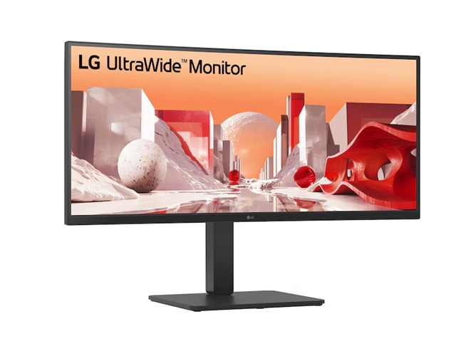 LG 34' UltraWide QHD Curved IPS Monitor with 3440x1440 resolution, sRGB 99%, HDR10, USB-C PD 90W, FHD webcam, mic, speakers & adjustable stand - Image 2