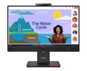 LENOVO ThinkVision T24D-4V 23.8'24' FHD IPS Monitor 1920x1080 16:9 Height Adjustable Tilt Swivel Pivot DP HDMI USB-C hub LAN Hub Webcam Speaker