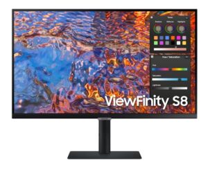 Samsung 27' S8 4K FHD Monitor 60Hz IPS Flat 3840x2160 16:9 5ms 350 nits 1xDP1.4 1xHDMI2.0 LAN 1xUSB-C Hub Dock 90W 3.0x3 HAS VESA 3YR WTY