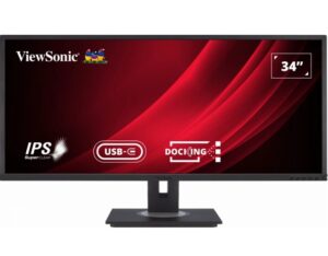ViewSonic 34' WQHD 3440 x 1440, USB-C Docking, 90w Charger,Ethernet, FreeSync, Speaker, VDisplay, HAS, Superclear, VG3456 Business Monitor