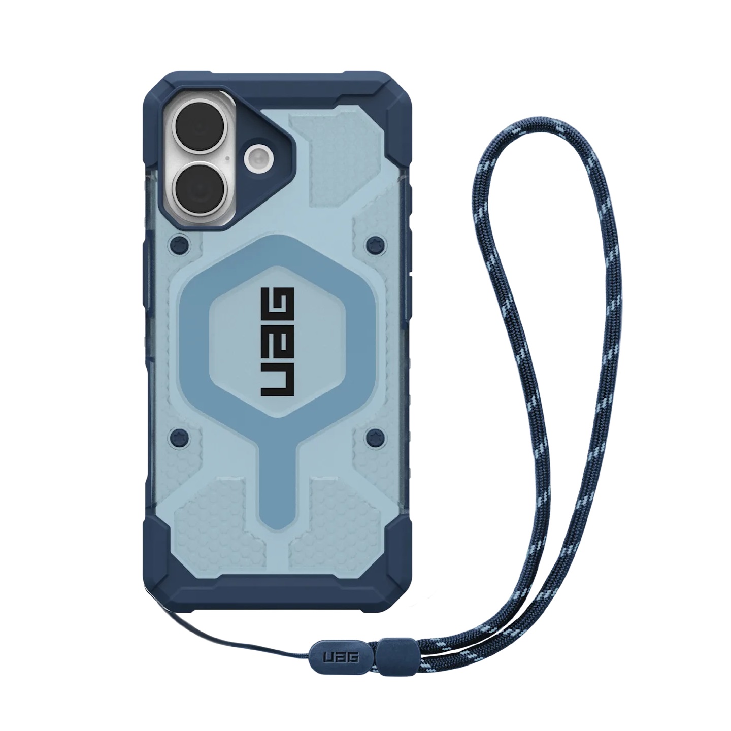 UAG Pathfinder Clear MagSafe Apple iPhone 17 (6.3') Rugged Case + Blues Lanyard - Blues (1145531BV01), 18ft Drop Protection (5.4M), 10 Years Warranty