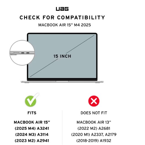 UAG Essential Armor Apple MacBook Air (15') (M4/M3/M2) Case - Ice (134010114343), Lightweight, Non-Slip, Impact Resistant, 1 Year Warranty - Image 3