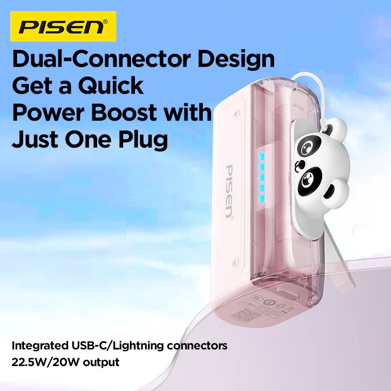 Pisen Power Tiny 22.5W CCC-Certified 5K (5000mAh) Mini Power Bank - USB-A + USB-C Port, 2-in-1 Design, Built-in Stand, 2 Years Warranty - Image 4