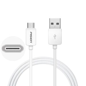PISEN USB-C to USB-A Cable (1M) White -Data Transfer 480Mbps,Durable and Flexible,Samsung Galaxy,Apple iPhone,iPad,MacBook,Google,OPPO,Nokia