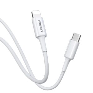 Pisen Mr White Lightning to USB-C PD Fast Charge Cable (1M) White - Support Charge 3A, Stretch-Resistant, Reinforced,Durable,Apple iPhone/iPad/MacBook