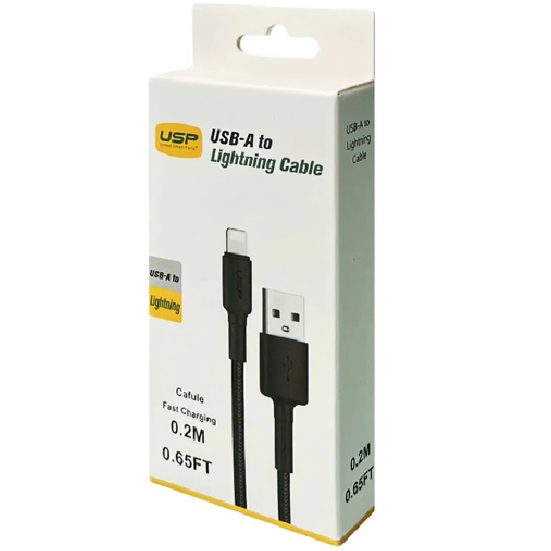 USP BoostUp Lightning to USB-A Cable (20cm) Black - Quick Charge & Connect, 2.4A Rapid Charge,Nylon Weaving,Apple iPhone/iPad/MacBook,2 Years Warranty - Image 4