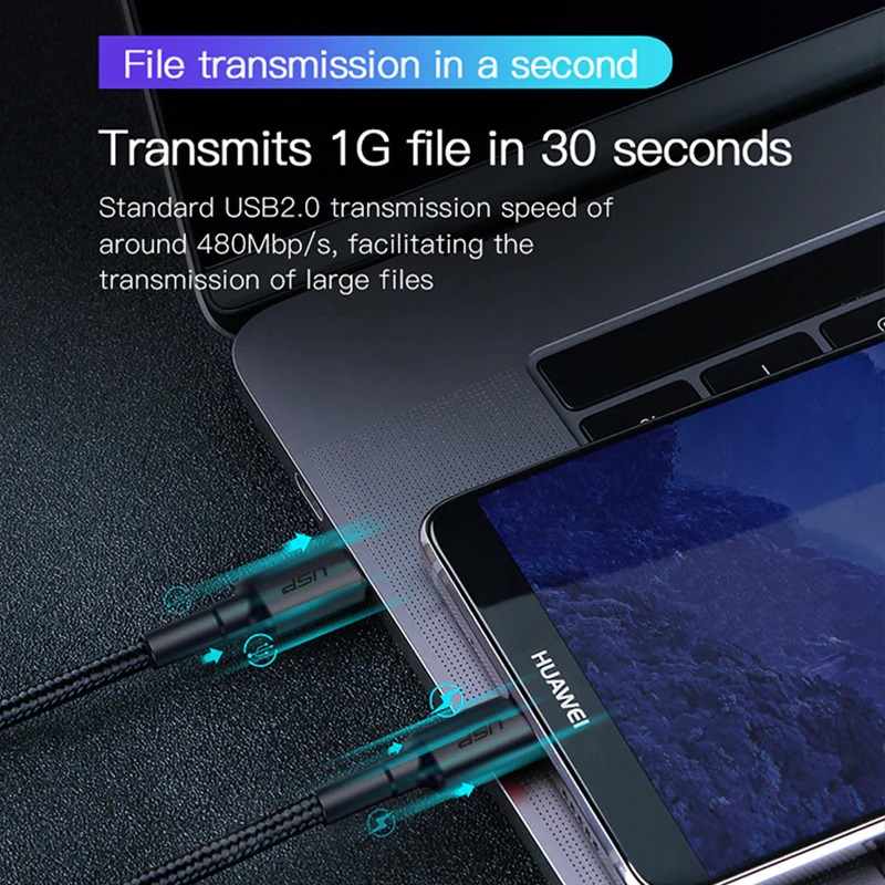 USP BoostUp Braided USB-C to USB-C Cable (1M) Black -3A Fast & Safe Charge,Samsung Galaxy,Apple iPhone,iPad,MacBook,Google,OPPO,Nokia,2 Years Warranty - Image 4