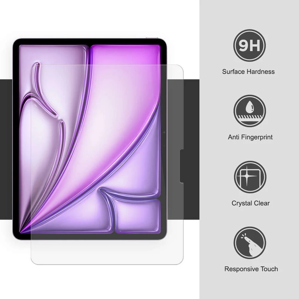 USP Apple iPad Air (13') (M3) Tempered Glass Screen Protector : Full Coverage, 9H Hardness, Bubble-free, Anti-fingerprint, 3 Years Warranty - Image 2