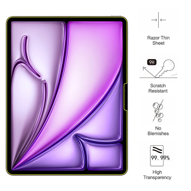 USP Apple iPad Air (13') (M3) Tempered Glass Screen Protector : Full Coverage, 9H Hardness, Bubble-free, Anti-fingerprint, 3 Years Warranty - Image 4