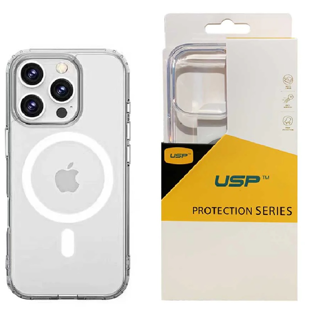 USP Apple iPhone 16 Pro (6.3') Clear Rock Shockproof Case with MagSafe - Ultra-Thin, Lightweight, Non-Slip, Strong, 10 Years Warranty