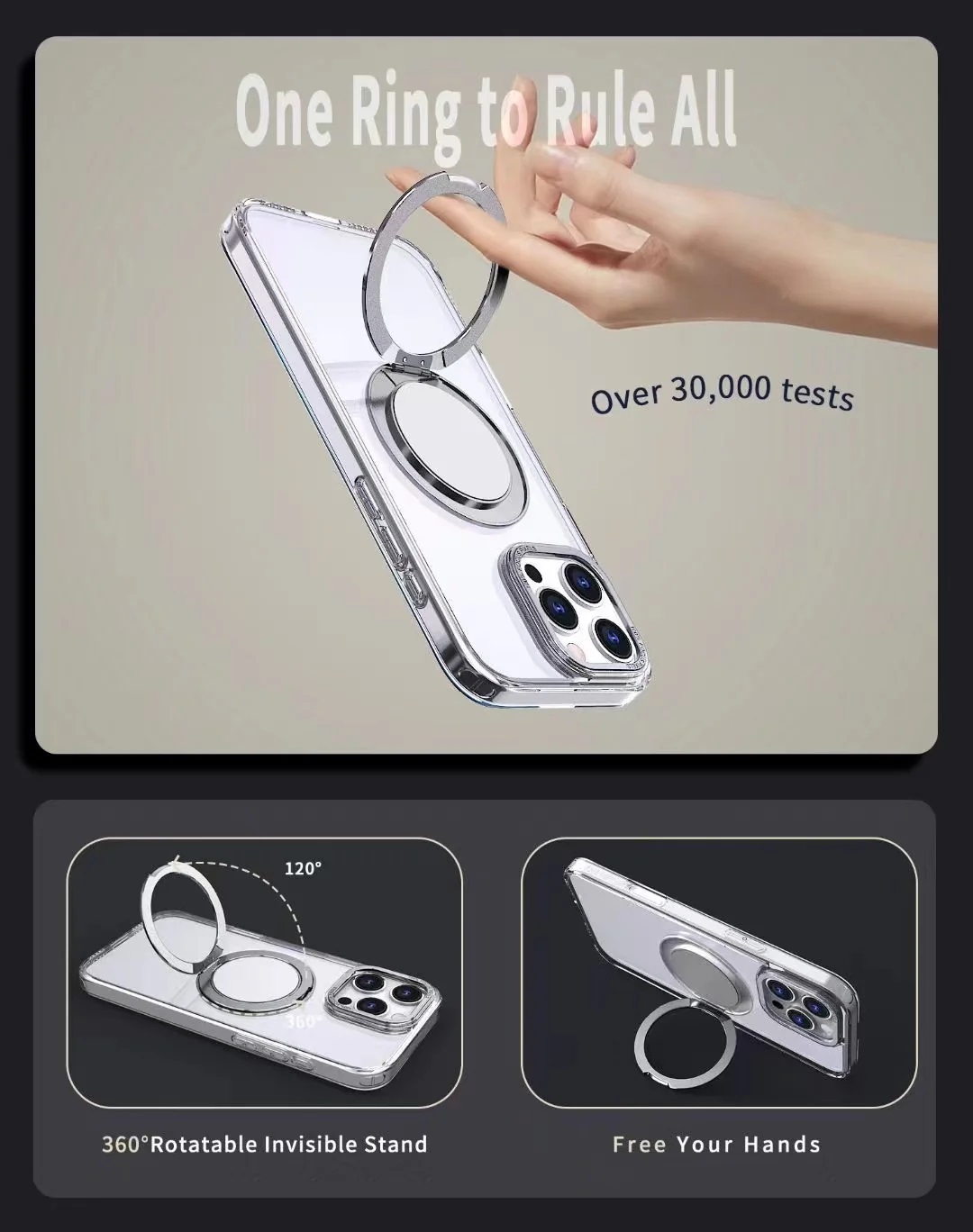 USP Apple iPhone Air (6.5') Clear Case with MagSafe - Crystal Clear, 360° Rotatable Ring-Stand, Scratch Resistant, Lightweight, 3 Year Warranty - Image 4