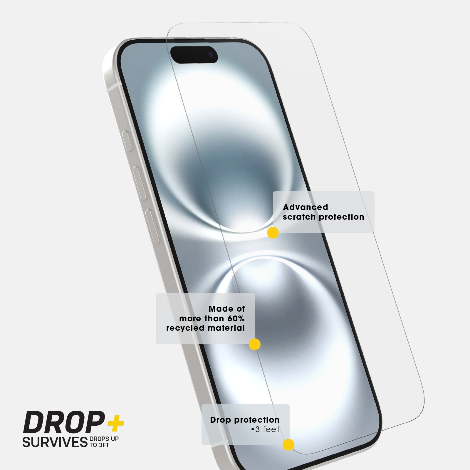 OtterBox Premium Pro Glass Anti-Blue Light Apple iPhone 16 (6.1') Screen Protector Clear - (77-96199), DROP+ 6ft Protection, 2 Years Warranty - Image 4