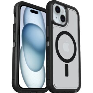 OtterBox Defender XT Clear MagSafe Apple iPhone 16e/ iPhone 15/ iPhone 14/ iPhone 13 (6.1') Case Dark Side (Clear/Black) - (77-98196),7 Years Warranty