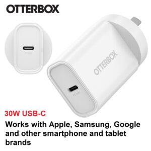 OtterBox 30W USB-C (Type I) PD Fast Wall Charger - White (78-81353), Compact, Drop Tested,Safe & Smart Charging,Best for Apple, 2 Years Warranty