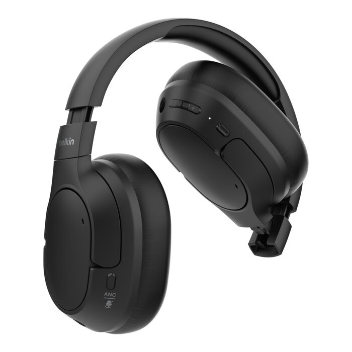 Belkin SoundForm Isolate Noise Cancelling Over-Ear Headphones - Black(AUD008fqBK), 60 hours, Multipoint Technology, Foldable, 2 Years Warranty - Image 2