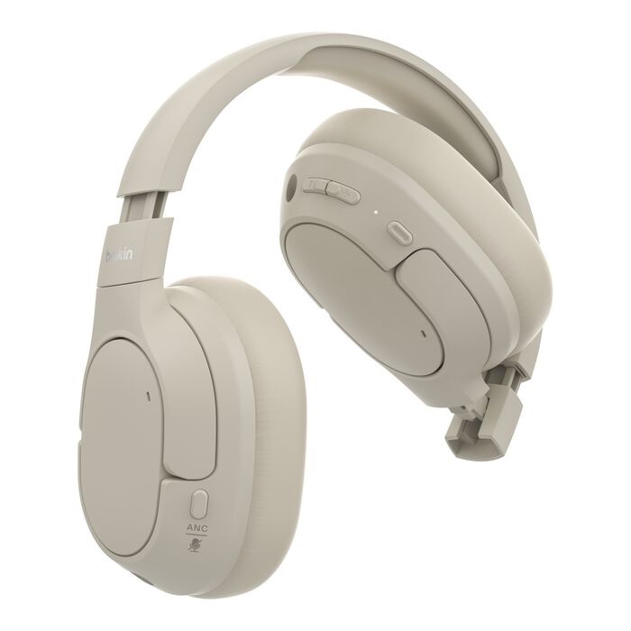 Belkin SoundForm Isolate Noise Cancelling Over-Ear Headphones - Sand (AUD008fqSA), 60 hours, Multipoint Technology, Foldable, 2 Years Warranty - Image 2