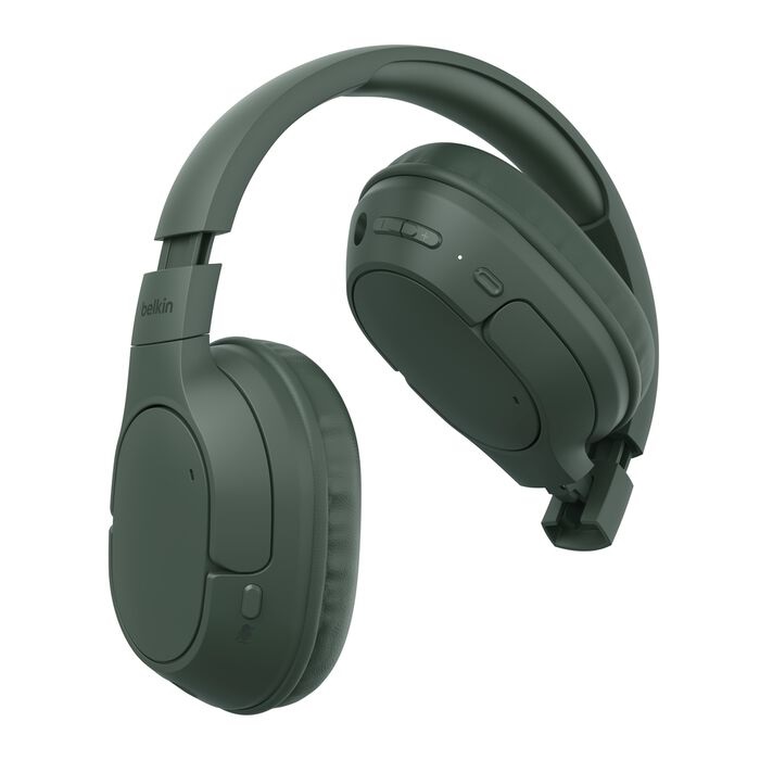 Belkin SoundForm Surround Wireless Over-The-Ear Headphones + USB-C Cable (1.2M) + Audio Cable (3.5mm) (1.2M) - Olive (AUD009FQOL), 2 Years Warranty - Image 2