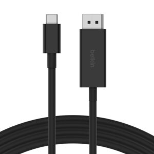 Belkin Connect USB-C to DisplayPort 1.4 Cable (2M) - Black (AVC014BT2MBK), 32.4 Gbps Bandwidth, Supports 8K@60Hz & 4K@144Hz, 2 Years Warranty