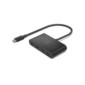 Belkin Connect USB-C to 4-Port USB-C Hub - Black (AVC018btBK), 100W PD, 10Gbps, 4x USB-C 3.2 Gen2 Ports, Universal, Compact, 2 Years Warranty