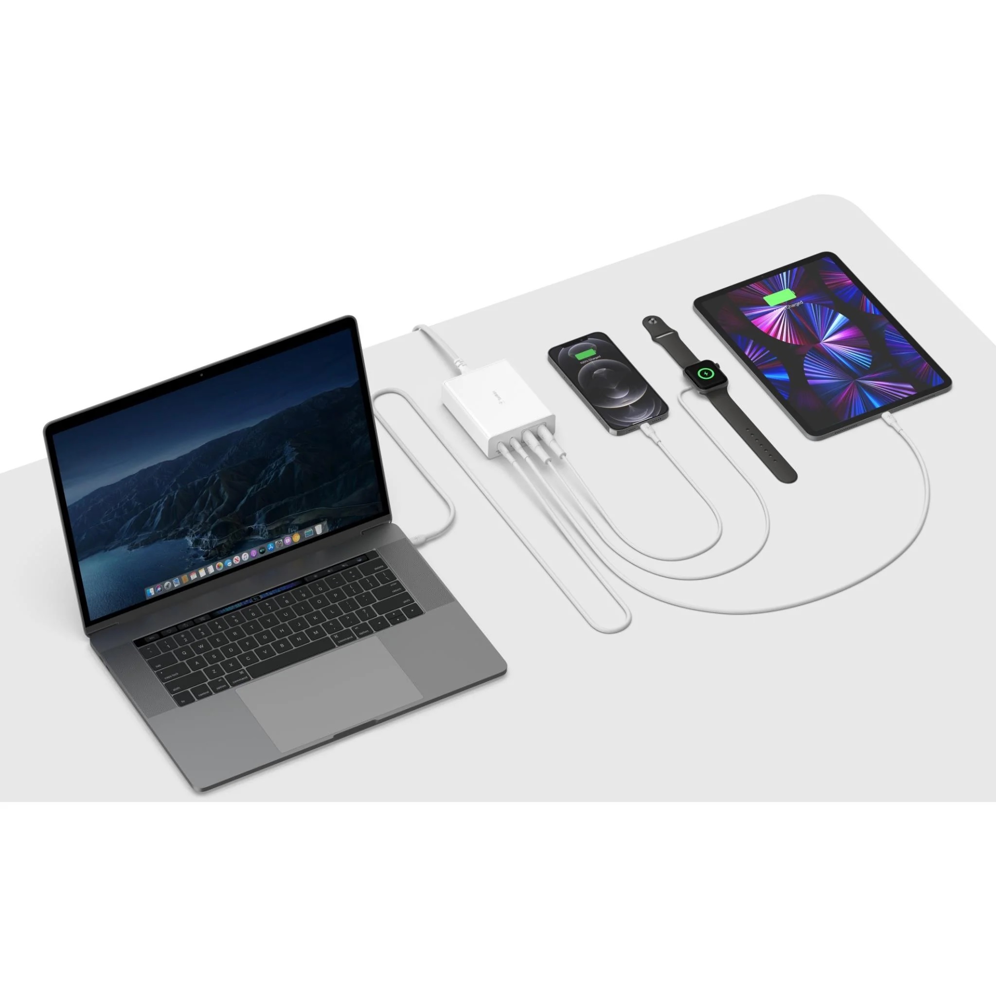 Belkin BoostCharge Pro 108W USB-C (PD 3.0) 4-Port GaN Wall Charger - White (WCH010auWH), 2xUSB-C, 2xUSB-A, Compact Laptop Charger, 2 Years Warranty - Image 3